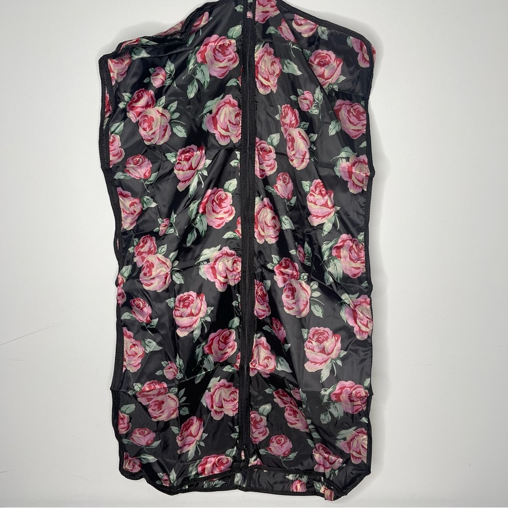 Vintage Avon Floral Black and pink rose travel wardrobe carrier and‎ tote